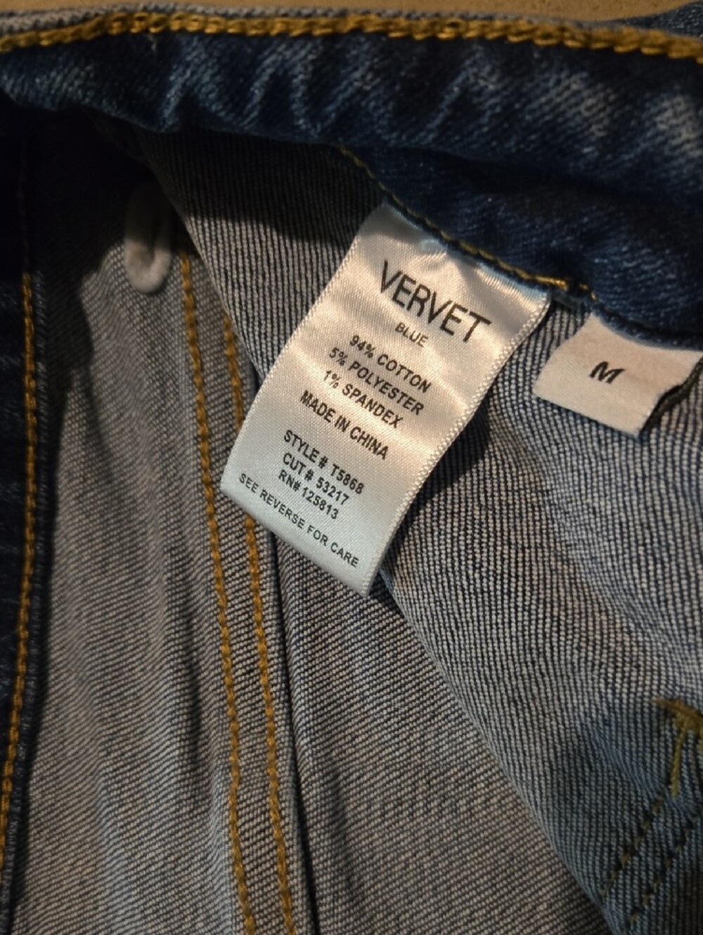High-Rise Button-Front Denim Jean Shorts in Blue - Picture 4 of 4